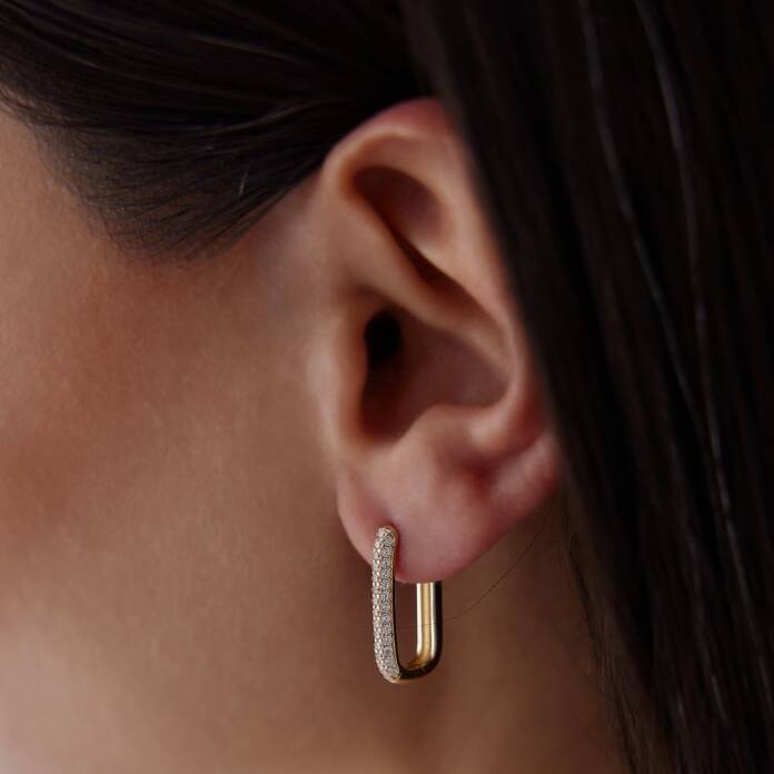 Medium Bombe Taşlı Ataç Küpe - 4