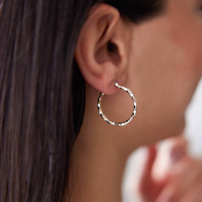 Medium Kristal Halka Küpe - 1