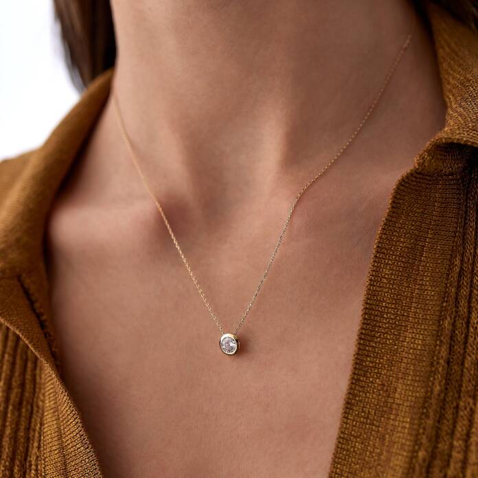 Medium Sıvama Tektaş Kolye - 1