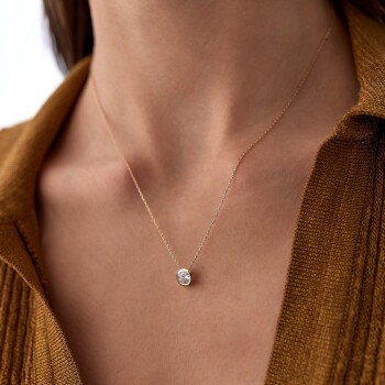 Medium Sıvama Tektaş Kolye - Rayna