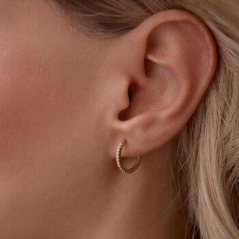 Medium Taşlı Halka Küpe - Tuana