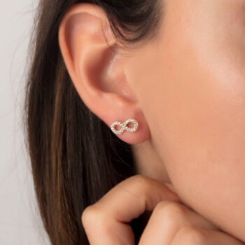 Medium Taşlı Sonsuzluk Küpe - CNR