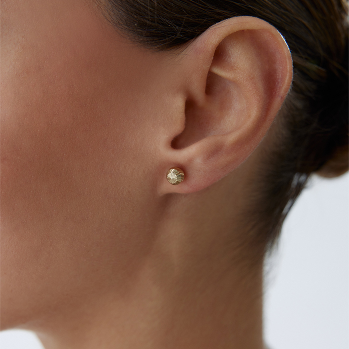 Large Yan Çizgili Top Küpe - Melike