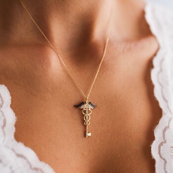 Melek Kanatlı Anahtar Kolye - Rayna