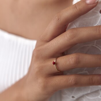 Mercan Tekli Tomurcuk Yüzük - Rayna