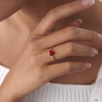 Mercan Trapez Tomurcuk Yüzük - Rayna