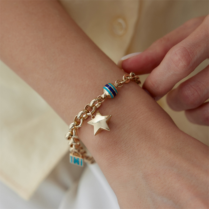 Mineli Kilit Yıldız Charm Bileklik - Mg Gold