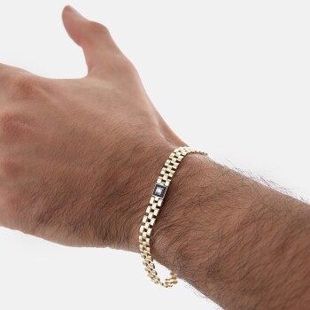 Mineli Kordon Taşlı Erkek Bileklik - Konyalı Halil