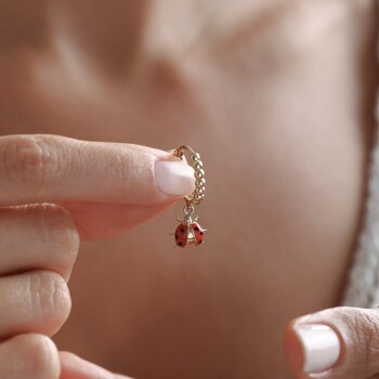 Mineli Uğur Böceği Küpe - Rayna (1)