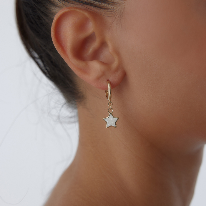 Mineli Yıldız Halka Sallantı Küpe - Koçak (1)