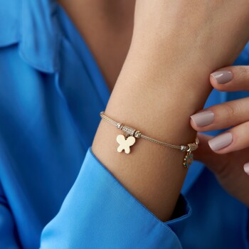 Mineli Yonca Kelebek Charm Bileklik - Özer