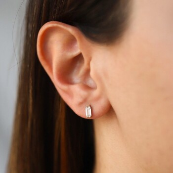 Mini Baget Taşlı Küpe - Nüans