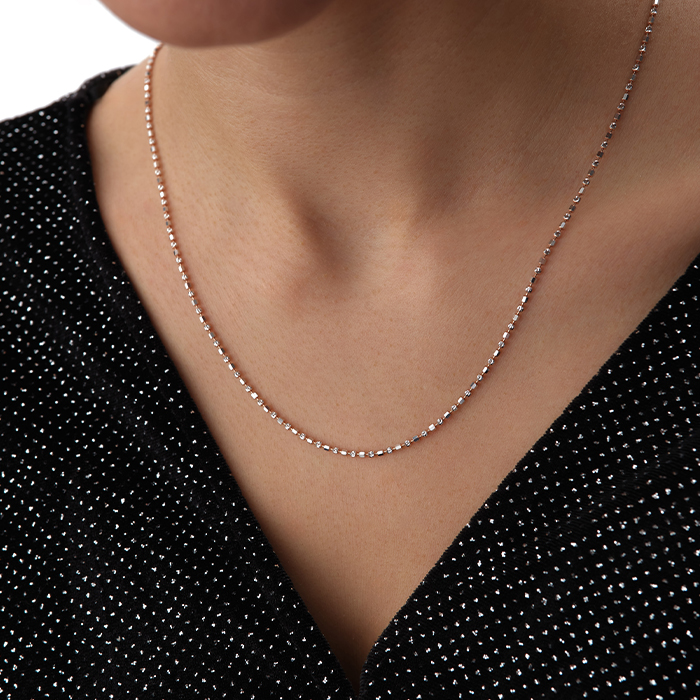 Mini Boncuk Zincir Altın Kolye - Zincir İş