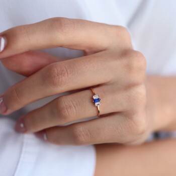 Mini Mavili Baget Yüzük - Nüans