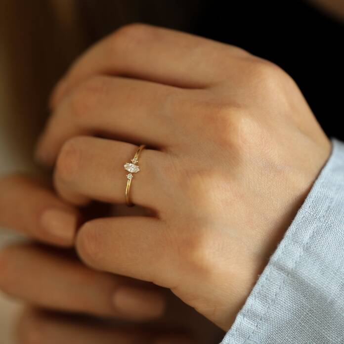 Mini Oval Taşlı Yüzük - 1