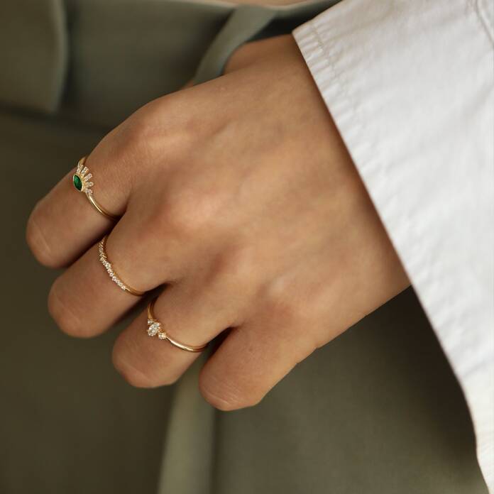 Mini Oval Taşlı Yüzük - 2