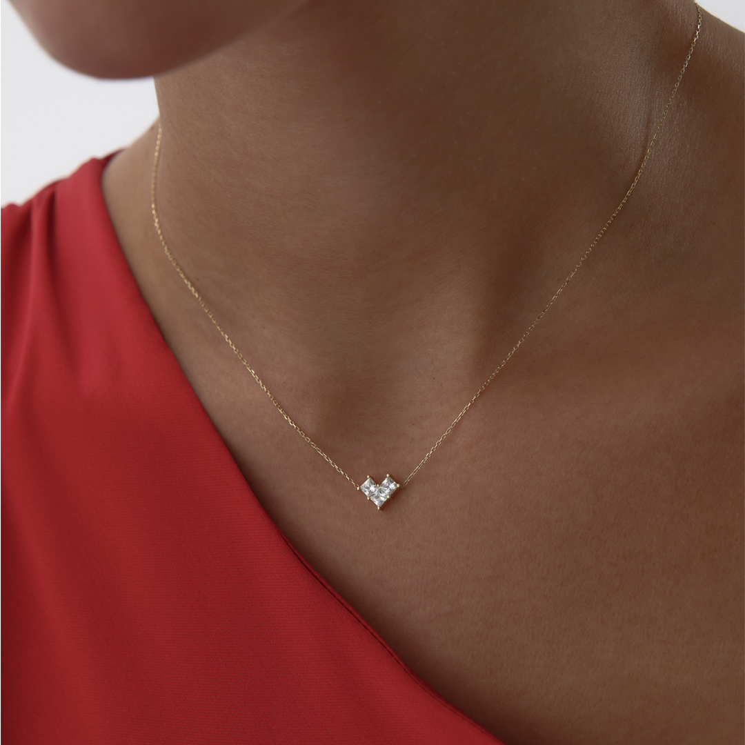 Mini Parçalı Kalp Kolye - 2