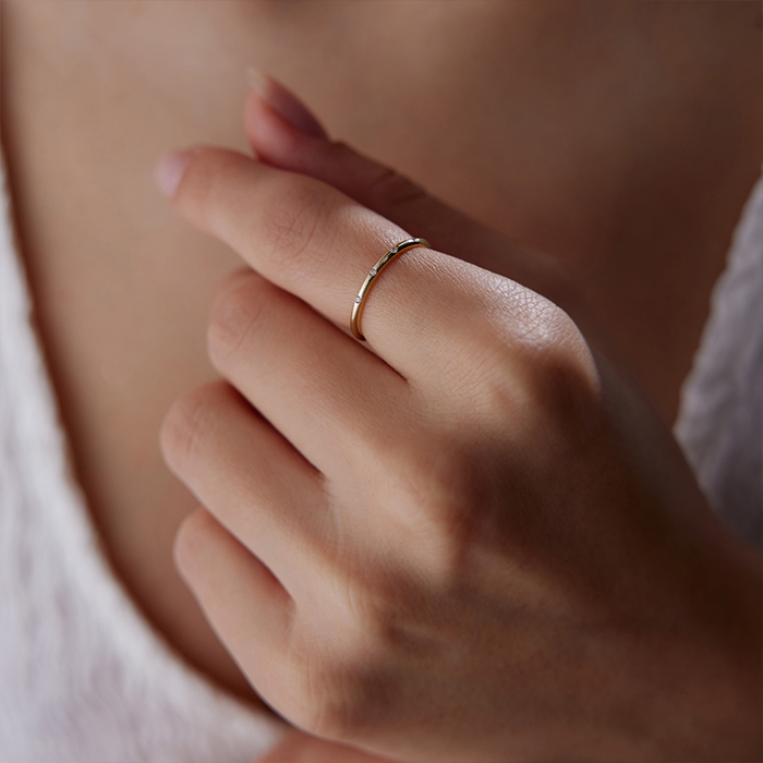 Mini Taşlı Band Yüzük - Alen (1)