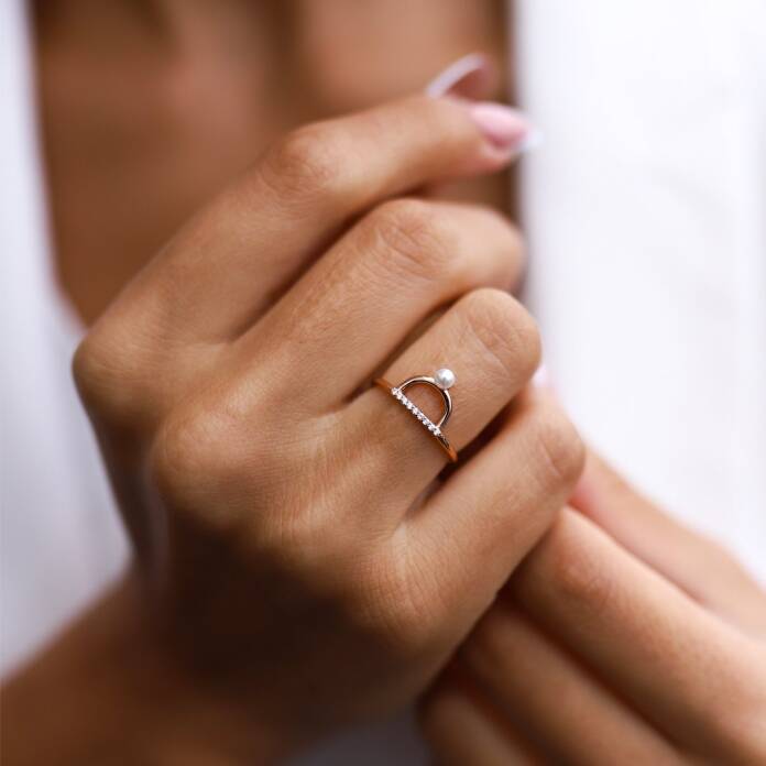 Mini Taşlı İnci Yüzük - 1