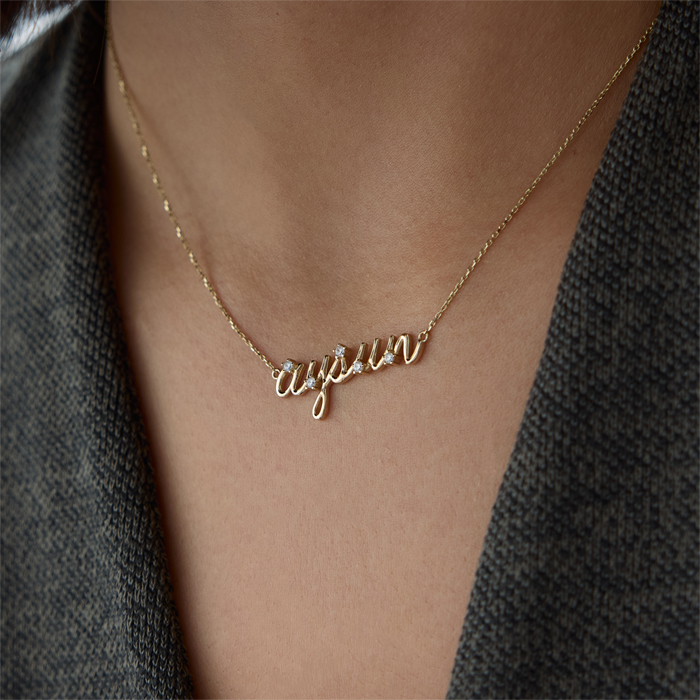 Mini Taşlı İsim Kolye - Gökhan Bera (1)