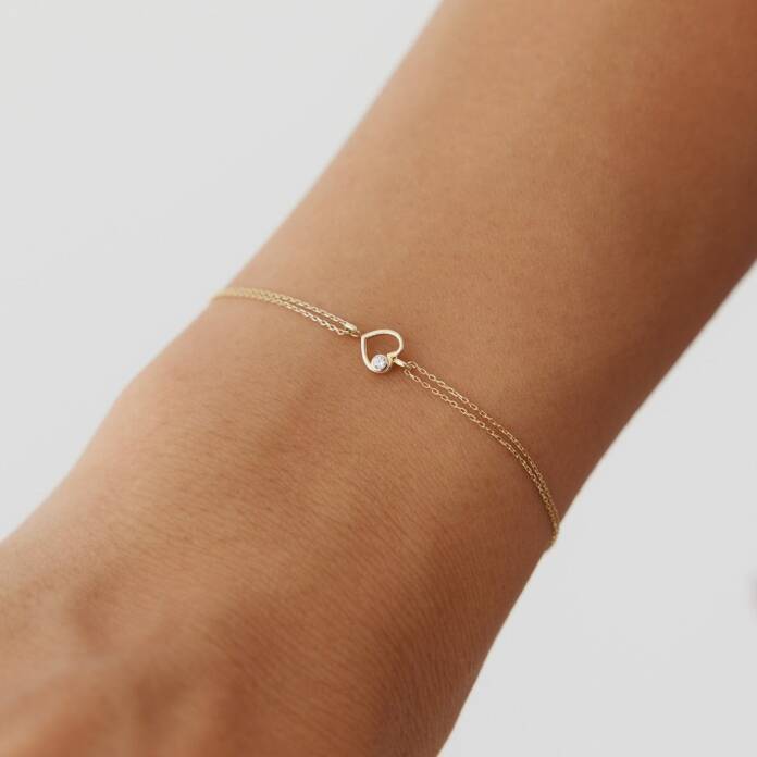 Mini Taşlı Kalp Bileklik - 1