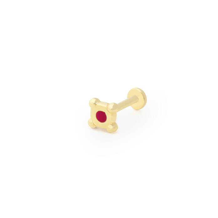 Mini Top Model Kırmızı Mine Tragus Piercing - 1
