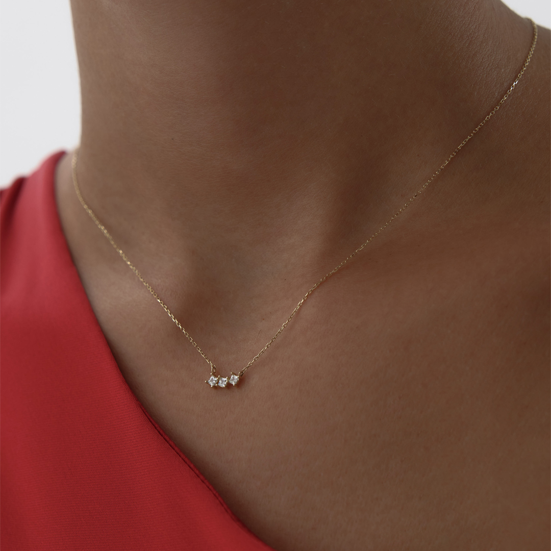 Mini Üç Taşlı Kolye - 2