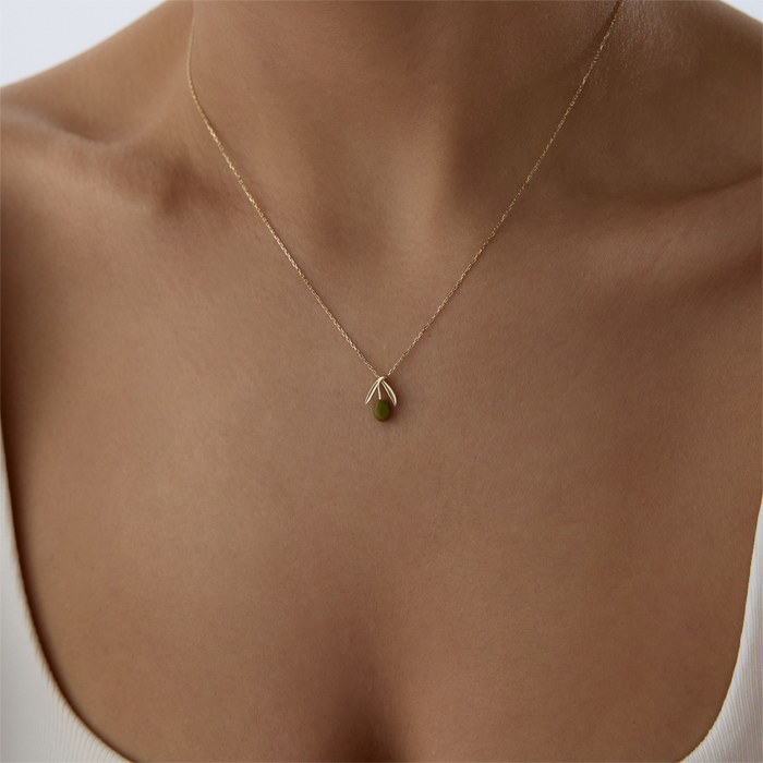 Mini Yeşil Zeytin Kolye - Rayna