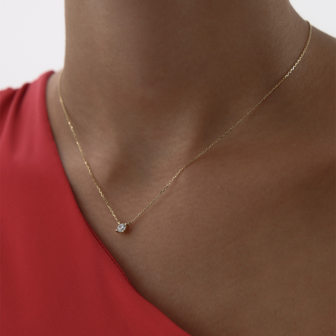 Mini Yuvarlak Tektaş Kolye - 2