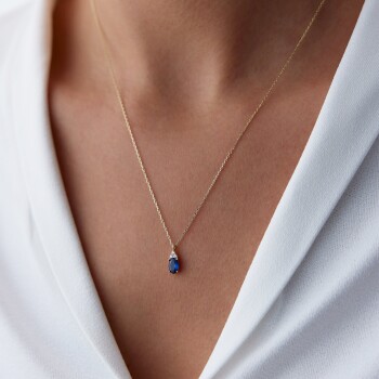 Minimal Blue Safir Kolye - Rayna