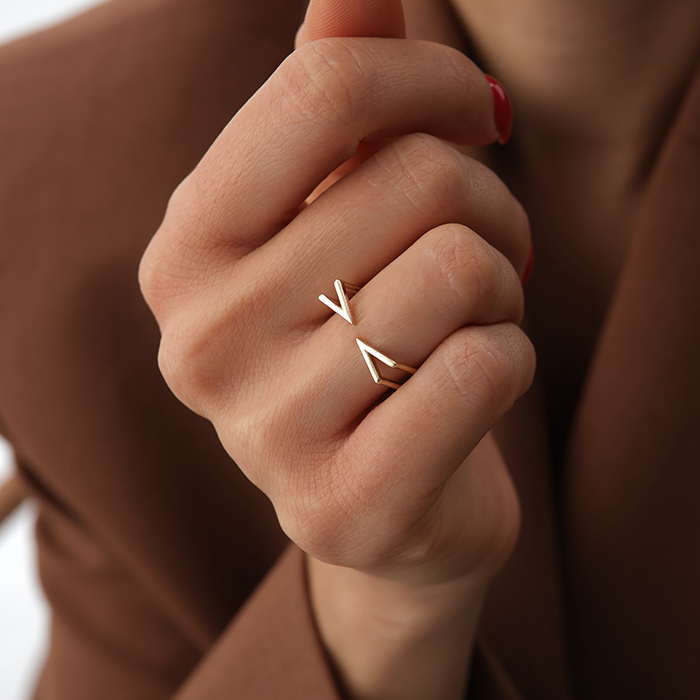 Minimal Chevron Altın Yüzük - 3