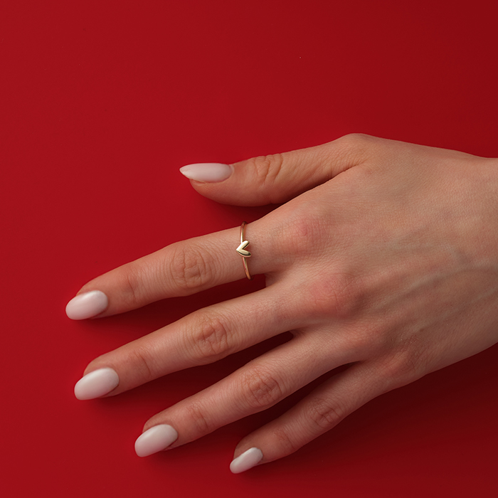 Minimal Kalp Figürlü Altın Yüzük - Fam