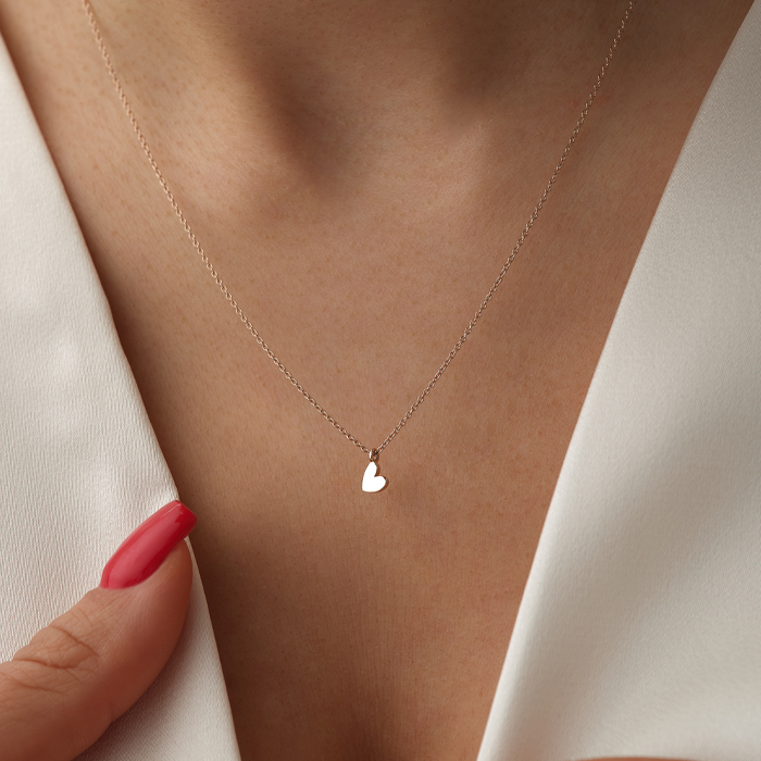 Minimal Kalp Plaka Altın Kolye - Gökhan Bera (1)