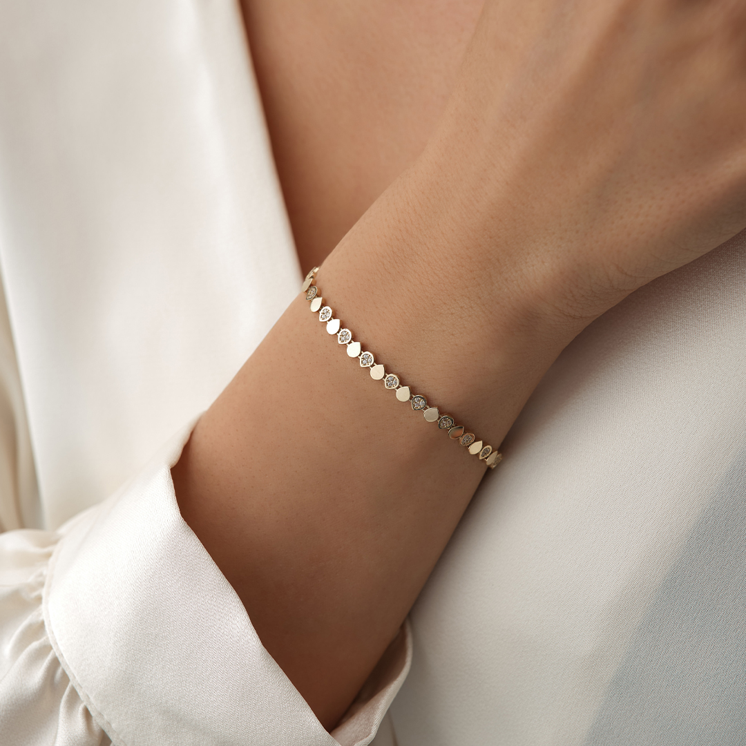 Minimal Pul Sıralı Taşlı Altın Bileklik - 2