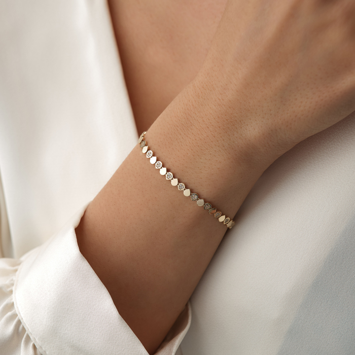 Minimal Pul Sıralı Taşlı Altın Bileklik - Fiemma (1)