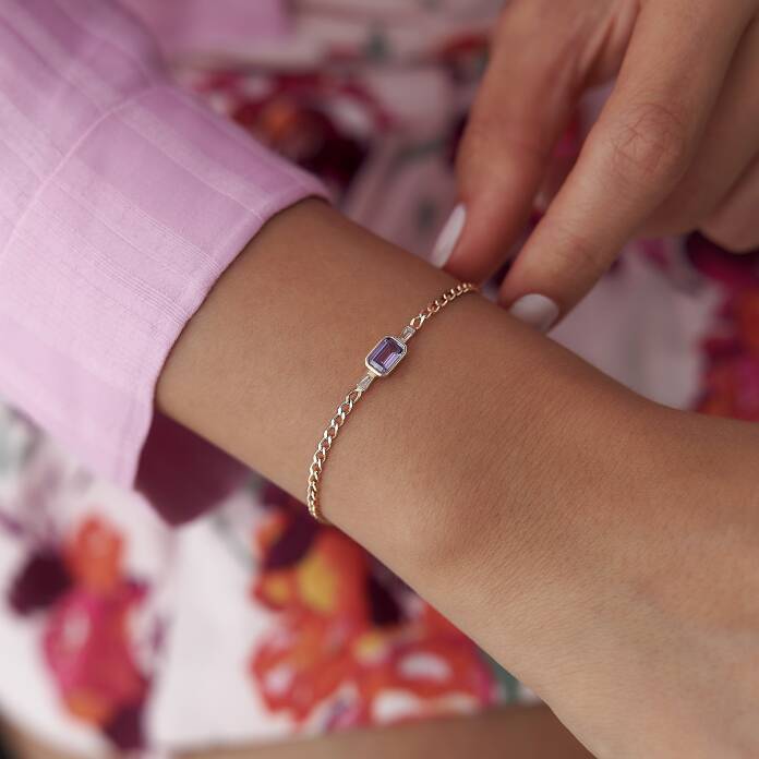 Mor Baget Taşlı Gurmet Bileklik - 1
