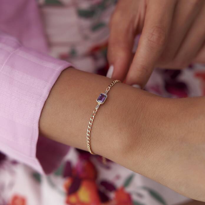 Mor Baget Taşlı Gurmet Bileklik - 2