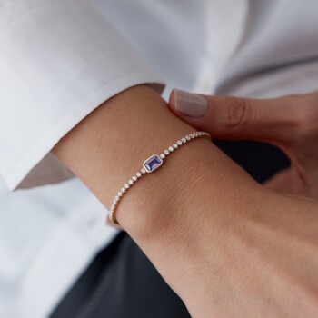 Mor Baget Taşlı Su Yolu Bileklik - Rayna