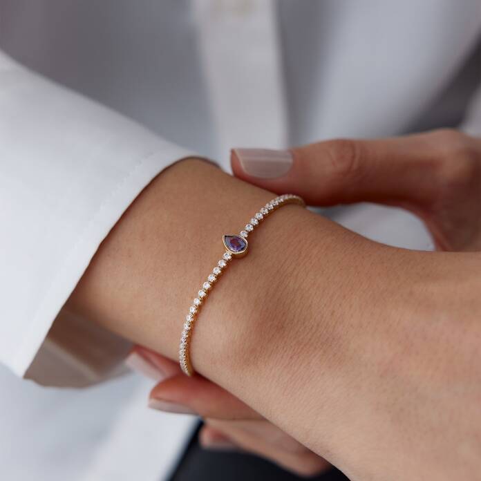 Mor Damla Taşlı Su Yolu Bileklik - 2