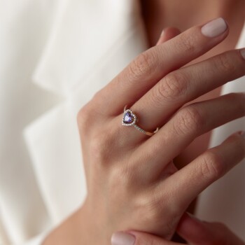 Mor Renk Pandora Kalp Yüzük - Rayna (1)