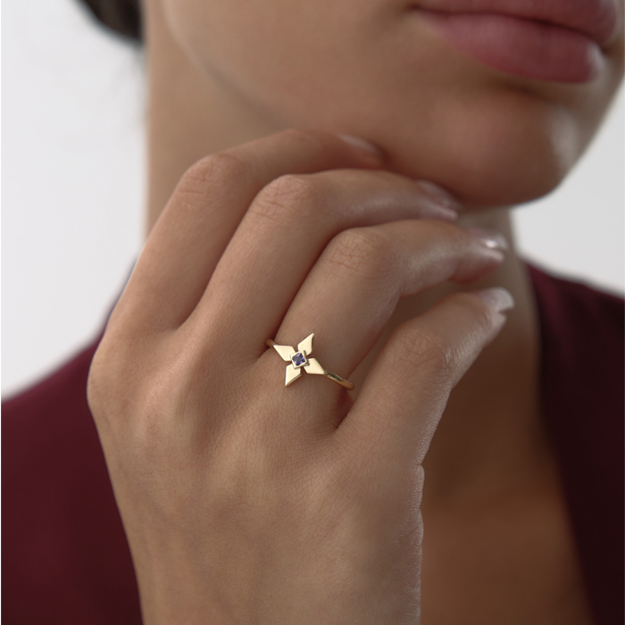 Mor Taşlı Shuriken Yüzük - RİTİM (1)