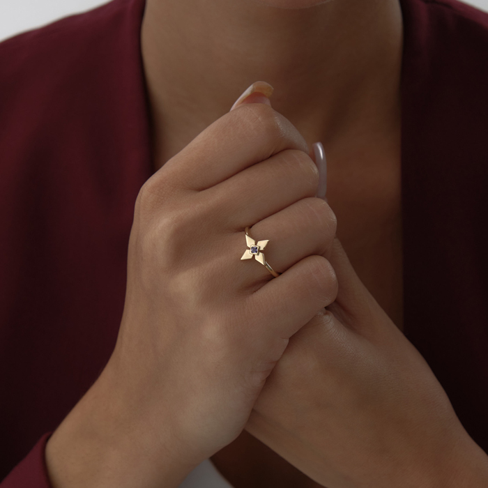 Mor Taşlı Shuriken Yüzük - 3