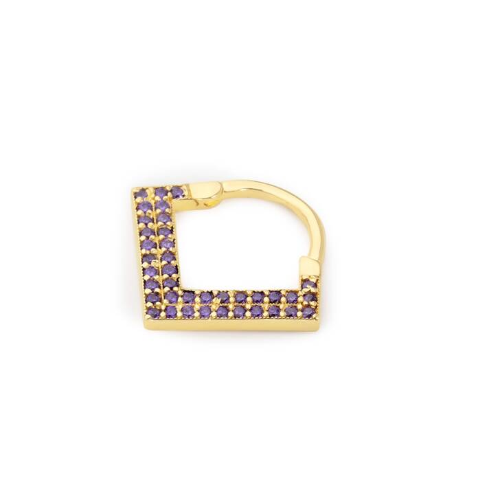 Mor Taşlı Üçgen Helix Piercing - 1