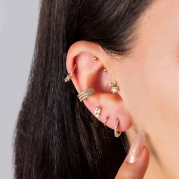 Motifli Üç Taş Helix Piercing - 2