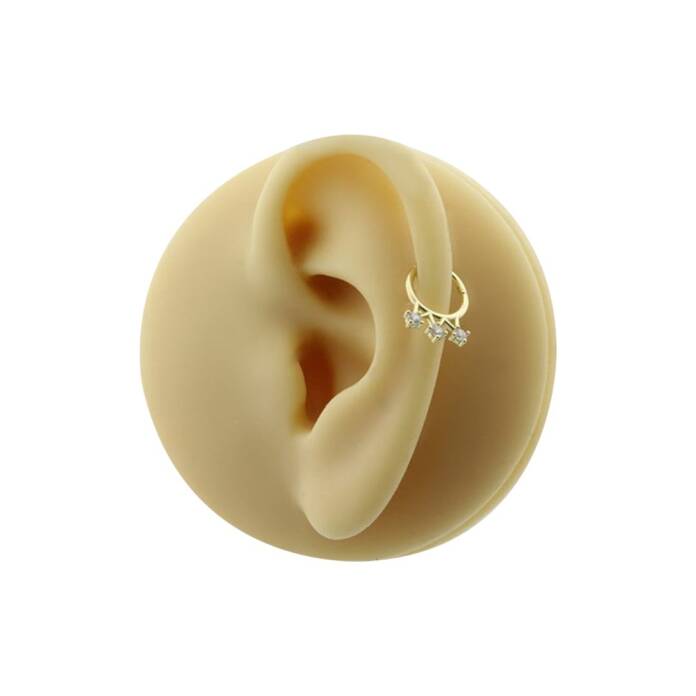 Motifli Üç Taş Helix Piercing - 3