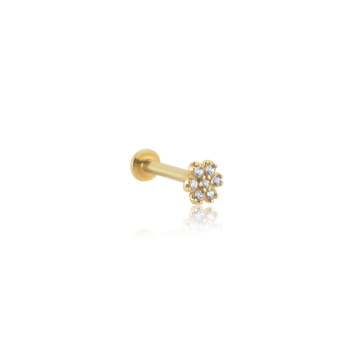 Multi Stone Flower Tragus Piercing - SimGold