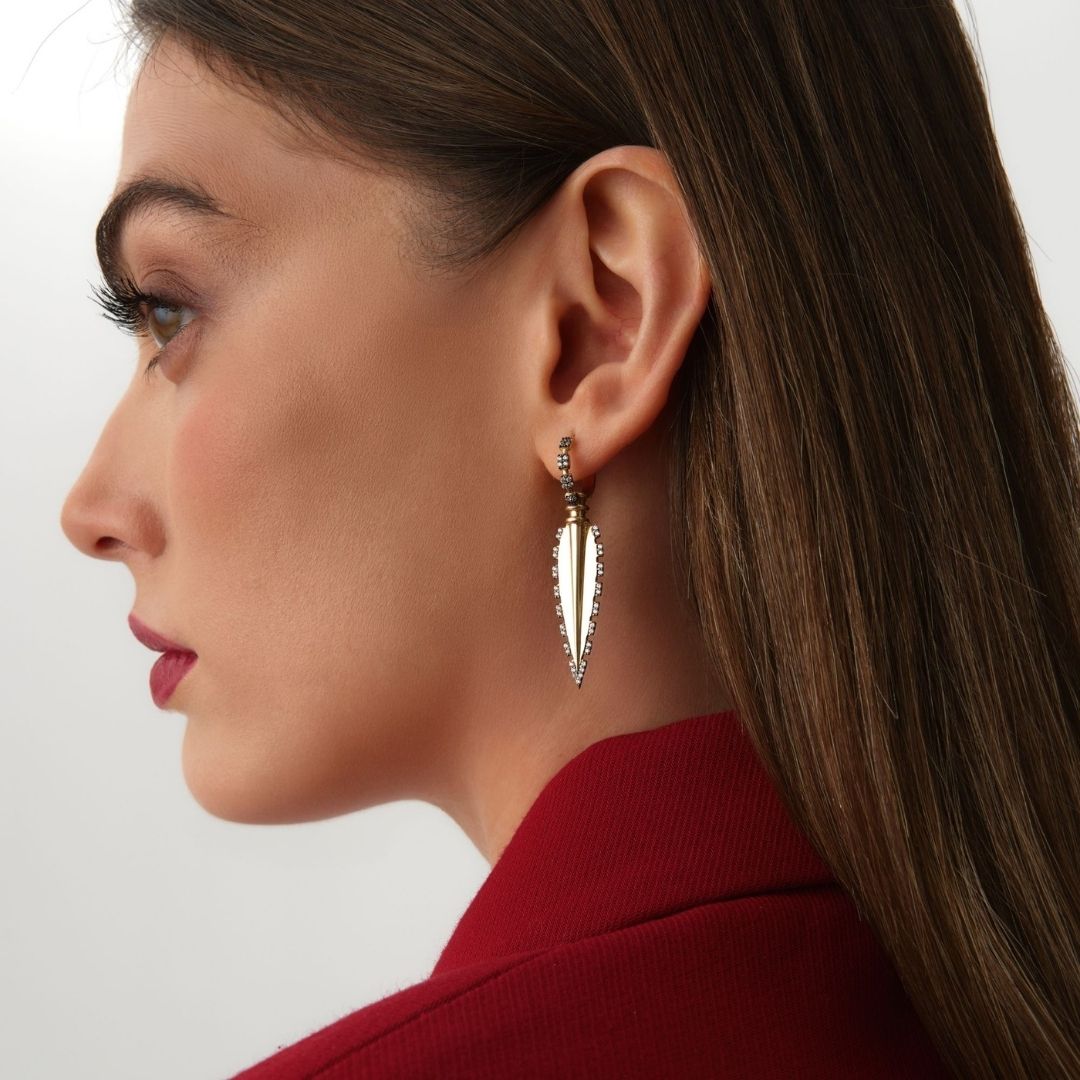 Noir Diken Altın Küpe - 1