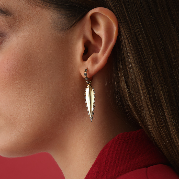 Noir Diken Altın Küpe - Alen (1)