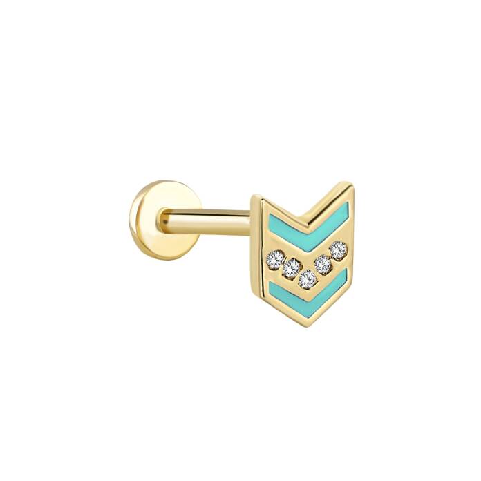 Ok Mint Mineli Beş Taş Tragus Piercing - 1