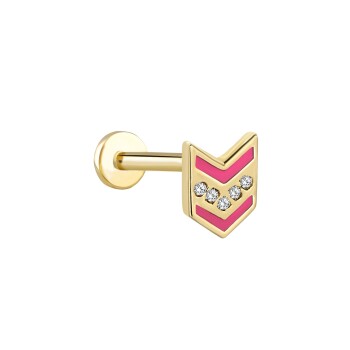 Ok Pink Mineli Beş Taş Tragus Piercing - Alen